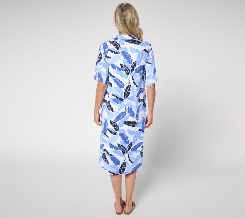 Cuddl Duds Regular Flexwear Button-Front Getaway Caftan — View 15