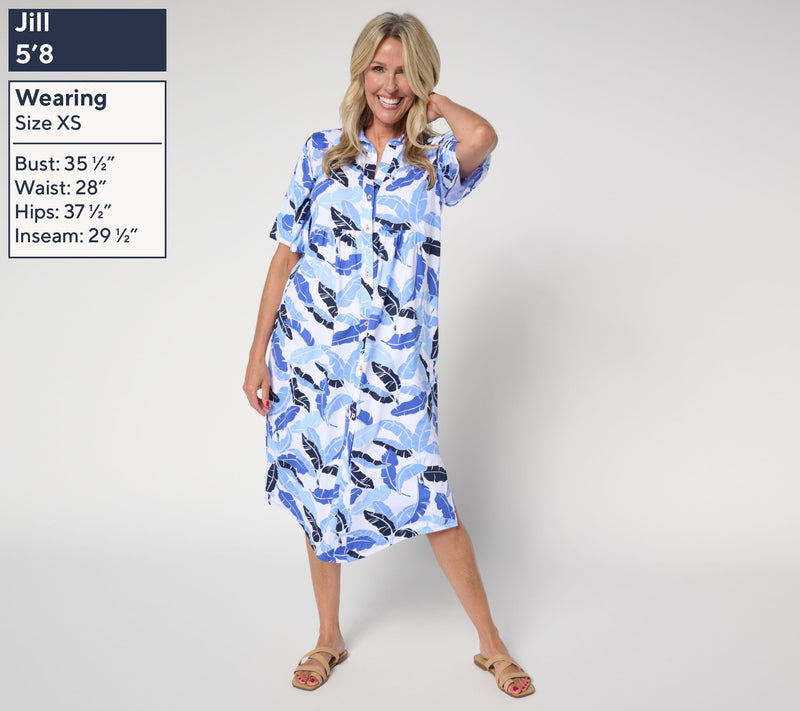 Cuddl Duds Regular Flexwear Button-Front Getaway Caftan — View 14