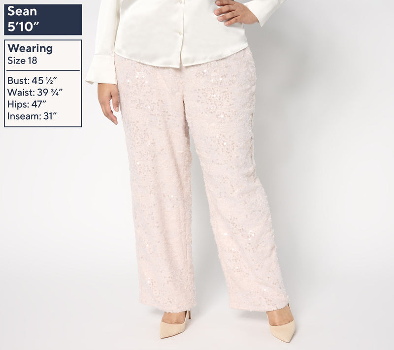 Dennis Basso Petite Wide Leg Sequin Pants — View 8