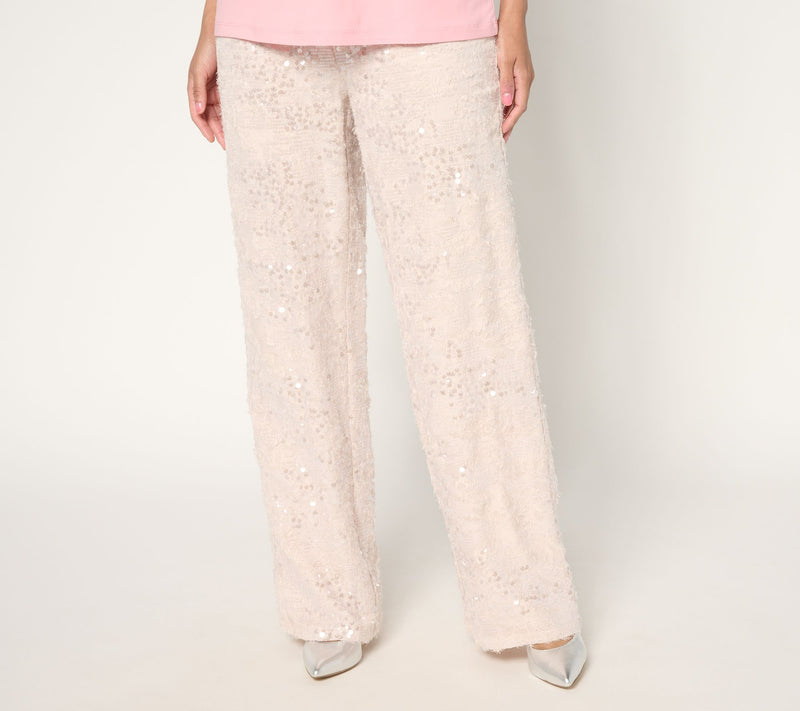 Dennis Basso Petite Wide Leg Sequin Pants — View 7