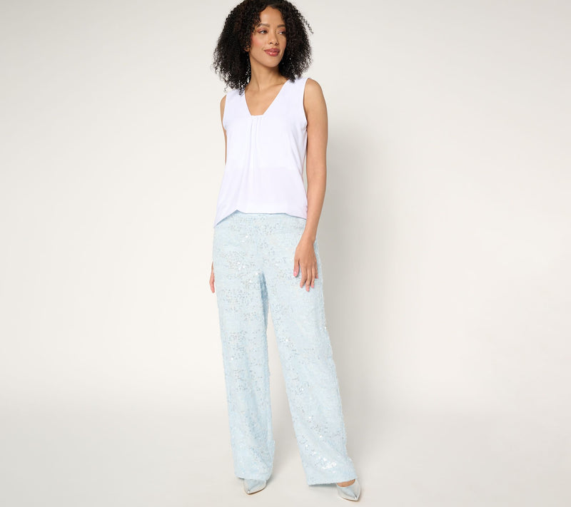 Dennis Basso Petite Wide Leg Sequin Pants — View 11