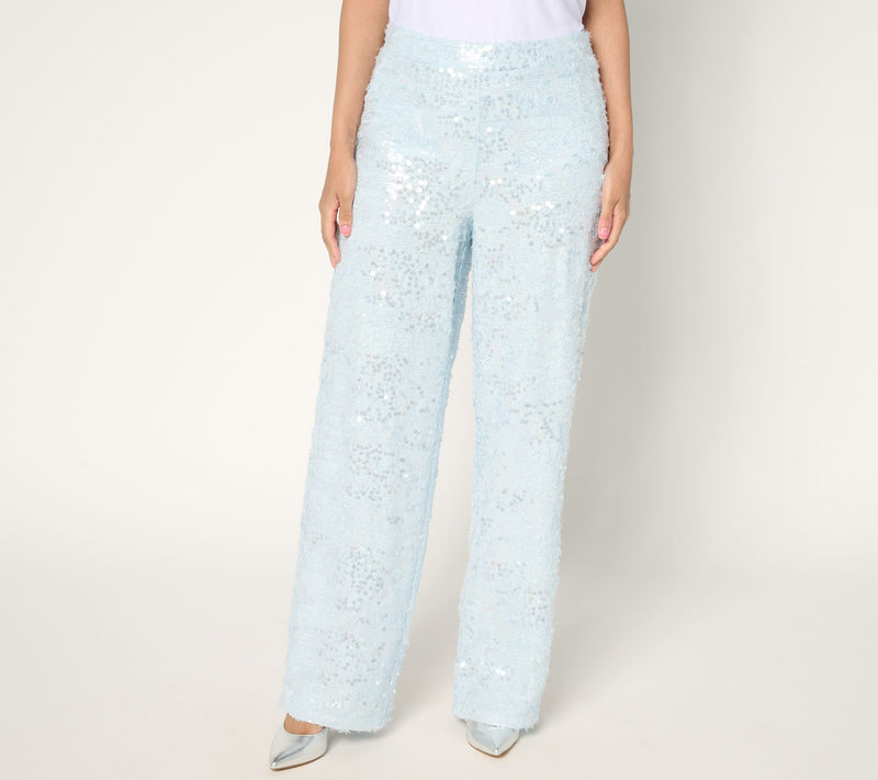 Dennis Basso Petite Wide Leg Sequin Pants — View 3