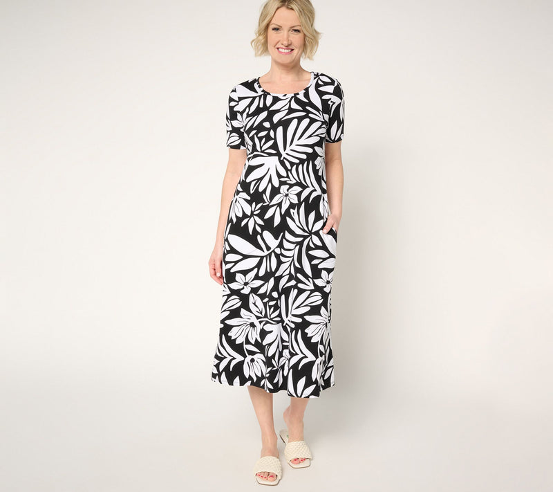 Denim & Co. Regular Favorite Jersey Short Sleeve Midi Dress — View 9