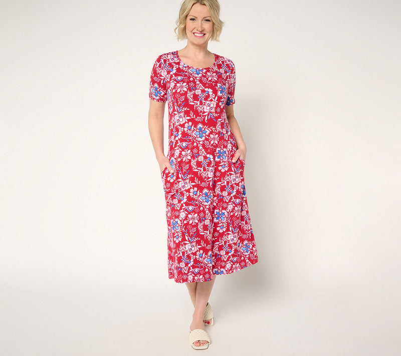 Denim & Co. Petite Favorite Jersey Short Sleeve Midi Dress — View 11