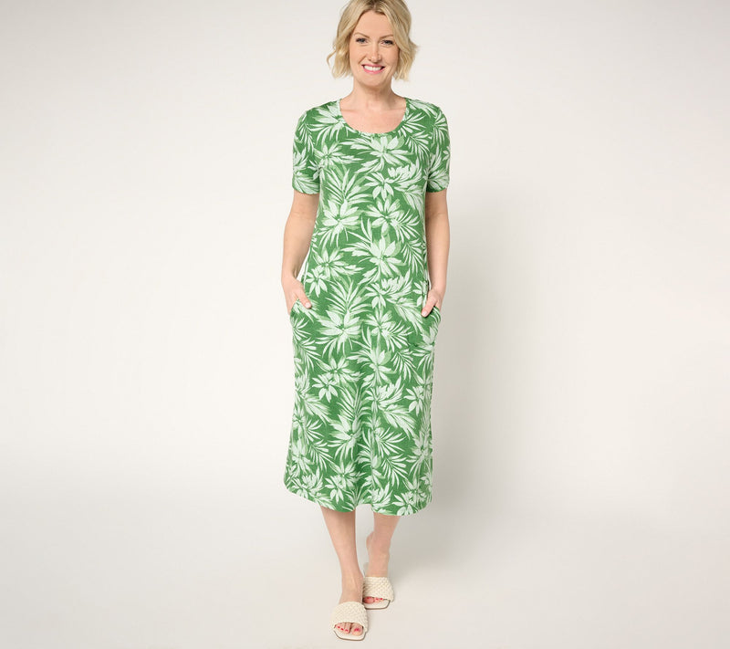 Denim & Co. Petite Favorite Jersey Short Sleeve Midi Dress — View 7