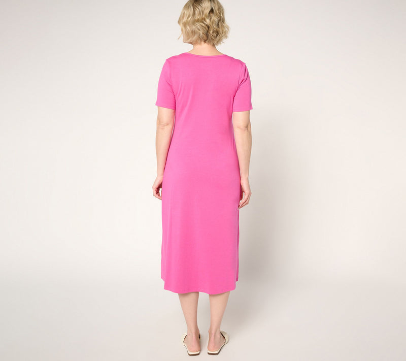 Denim & Co. Tall Favorite Jersey Short Sleeve Midi Dress — View 16