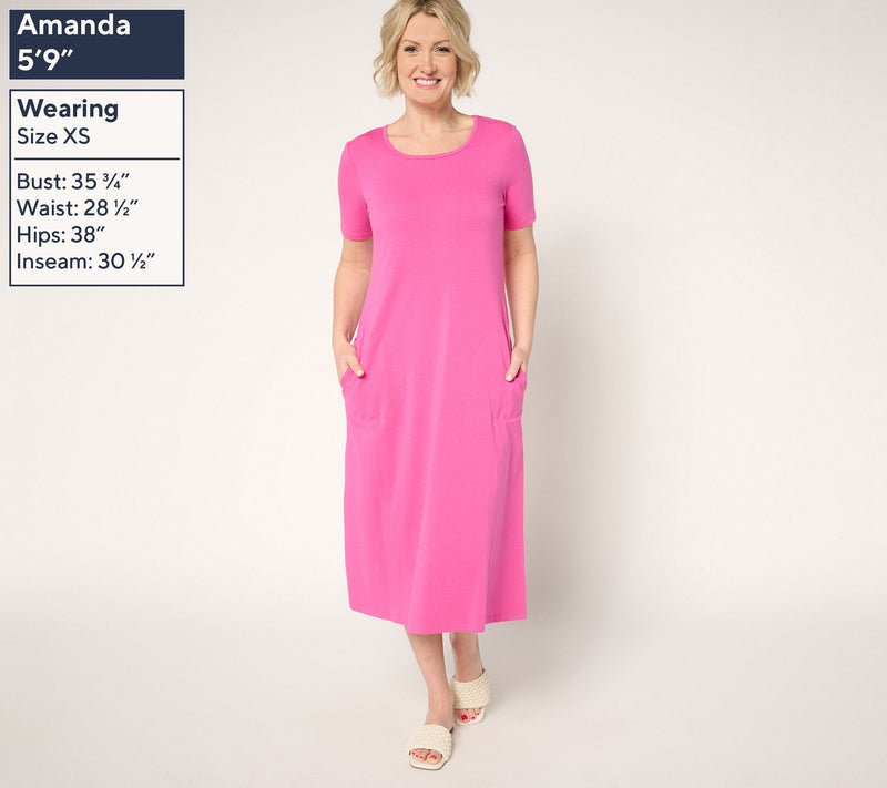 Denim & Co. Tall Favorite Jersey Short Sleeve Midi Dress — View 15