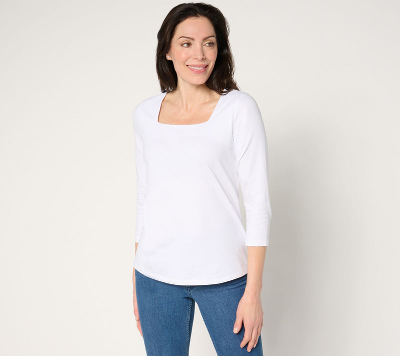 Women with Control Washed Cotton Square Neck Top — View 5