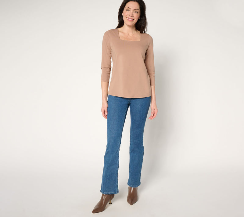 Women with Control Washed Cotton Square Neck Top — View 12