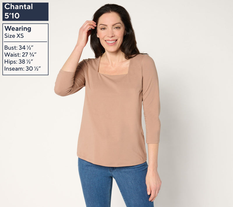 Women with Control Washed Cotton Square Neck Top — View 10
