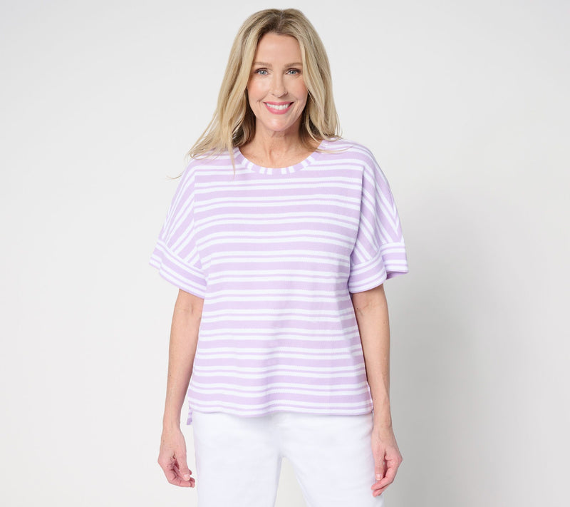 Women with Control Regular Stripe Textured Knit Tee — View 13