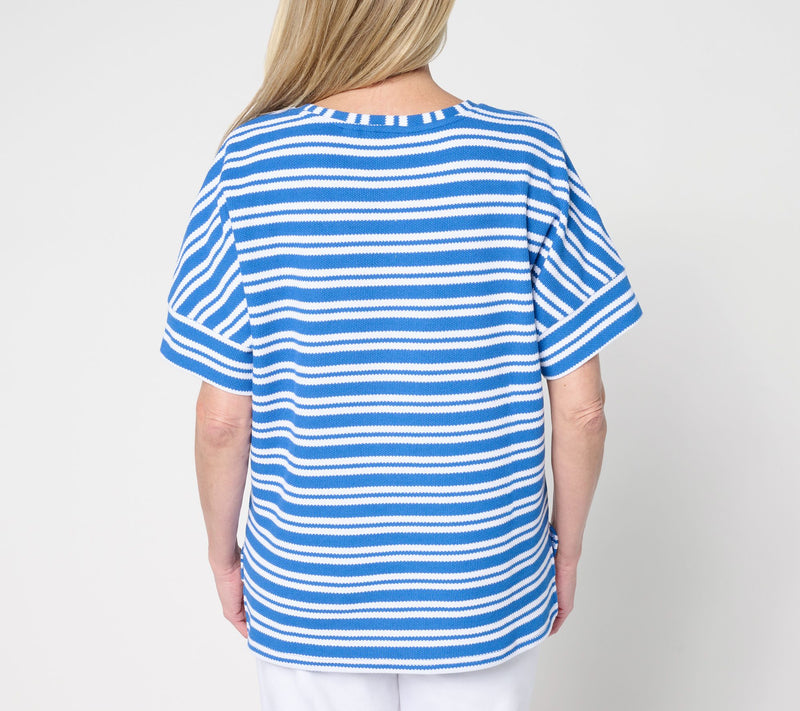 Women with Control Petite Stripe Textured Knit Tee — View 11