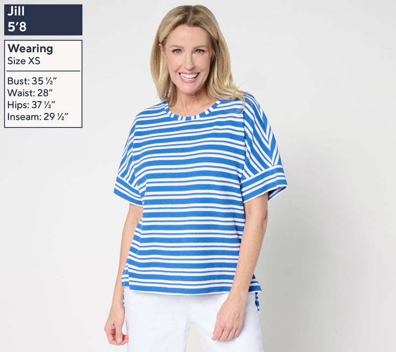Women with Control Petite Stripe Textured Knit Tee — View 10