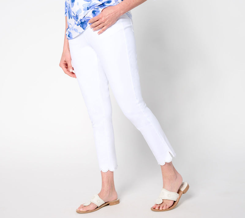Quacker Factory DreamJeannes Short Sparkle Scalloped Cropped Pant — View 12