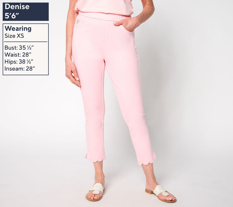 Quacker Factory DreamJeannes Short Sparkle Scalloped Cropped Pant — View 2