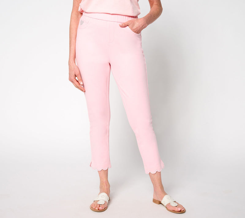 Quacker Factory DreamJeannes Short Sparkle Scalloped Cropped Pant — Main view
