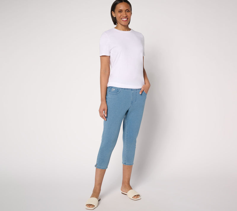 Quacker Factory DreamJeannes Short Flat Waist Crop Pants — View 8