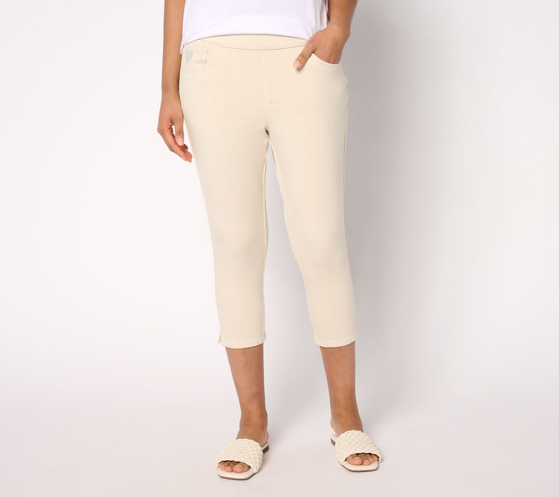 Quacker Factory DreamJeannes Short Flat Waist Crop Pants — View 10