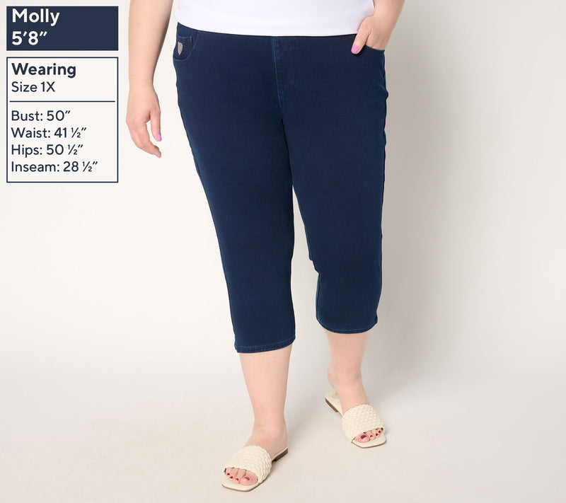 Quacker Factory DreamJeannes Short Flat Waist Crop Pants — View 5