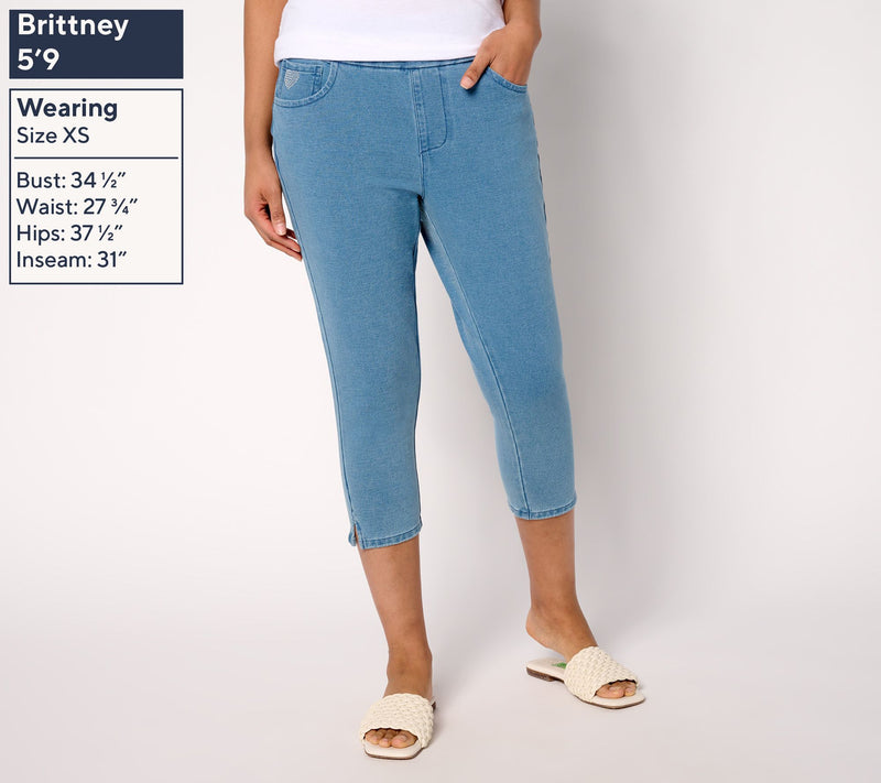 Quacker Factory DreamJeannes Short Flat Waist Crop Pants — View 6