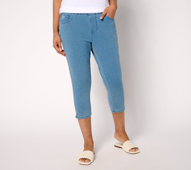 Quacker Factory DreamJeannes Short Flat Waist Crop Pants — View 11