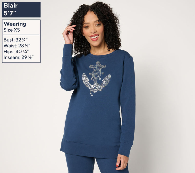 Quacker Factory Anchors Away French Terry Long-Sleeve Top — View 3