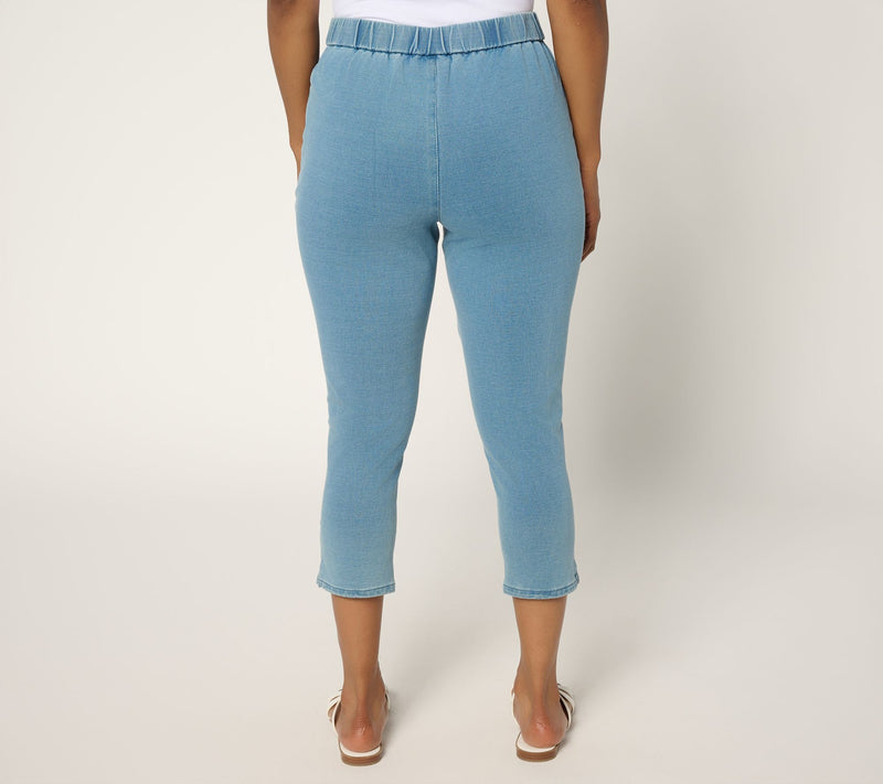 Quacker Factory DreamJeannes Regular Daisies Embroidered Capri Pant — View 4