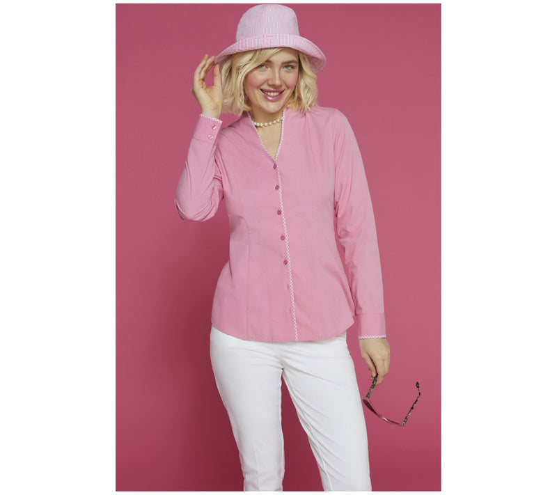 Isaac Mizrahi Live! Stretch Poplin Shirt with Gingham Detail — View 8