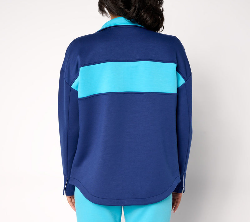 Isaac Mizrahi Live! Clubhouse Color-Block Scuba Knit Jacket — View 4