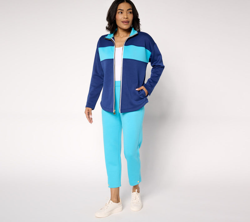 Isaac Mizrahi Live! Clubhouse Color-Block Scuba Knit Jacket — View 5