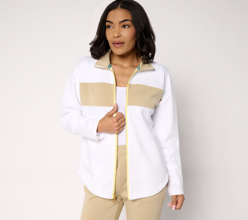 Isaac Mizrahi Live! Clubhouse Color-Block Scuba Knit Jacket — View 13