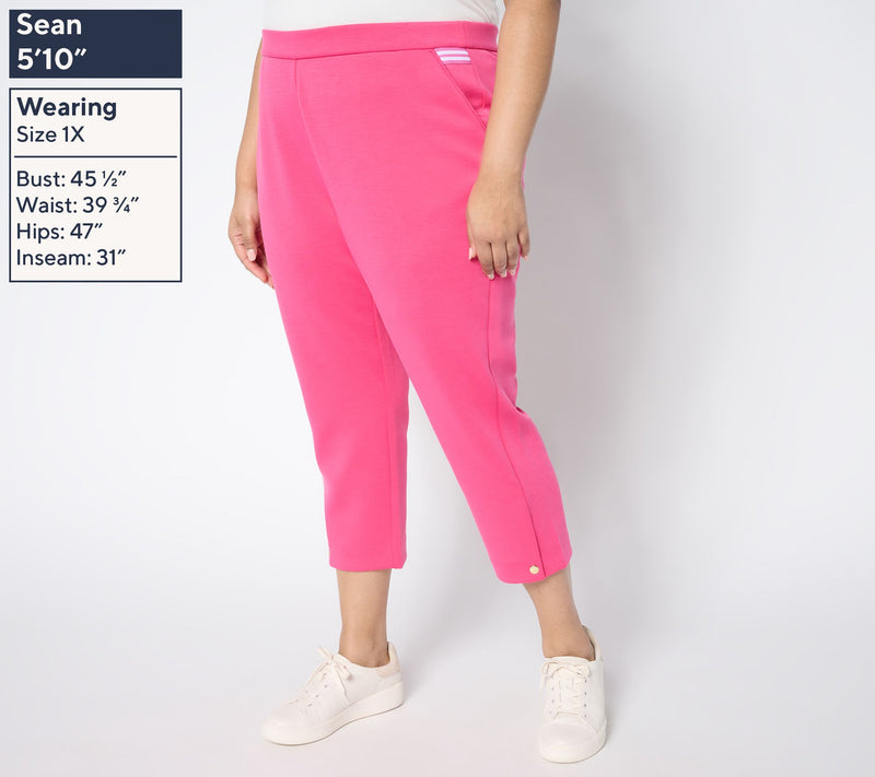 Isaac Mizrahi Live! Regular Clubhouse Scuba Knit Crop Pants — View 4