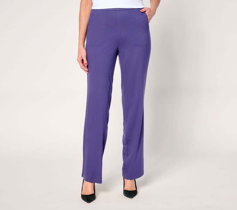 Isaac Mizrahi Live! Regular Go To Knit Straight Leg Pants — View 2