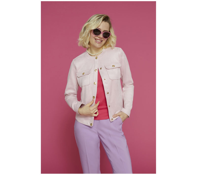 Isaac Mizrahi Live! Scuba Suede Snap Front Jacket — View 9