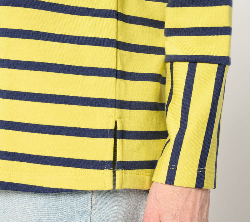 Denim & Co. Active French Terry Drop Shoulder Striped Top — View 8