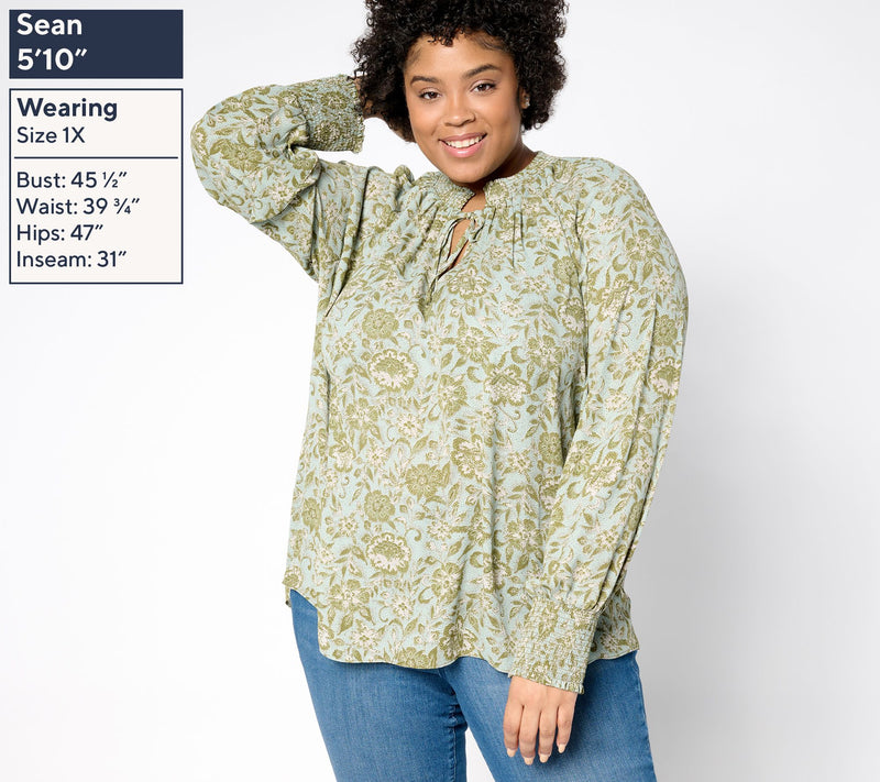 NYDJ Gemma Pleated Front Blouse — View 8