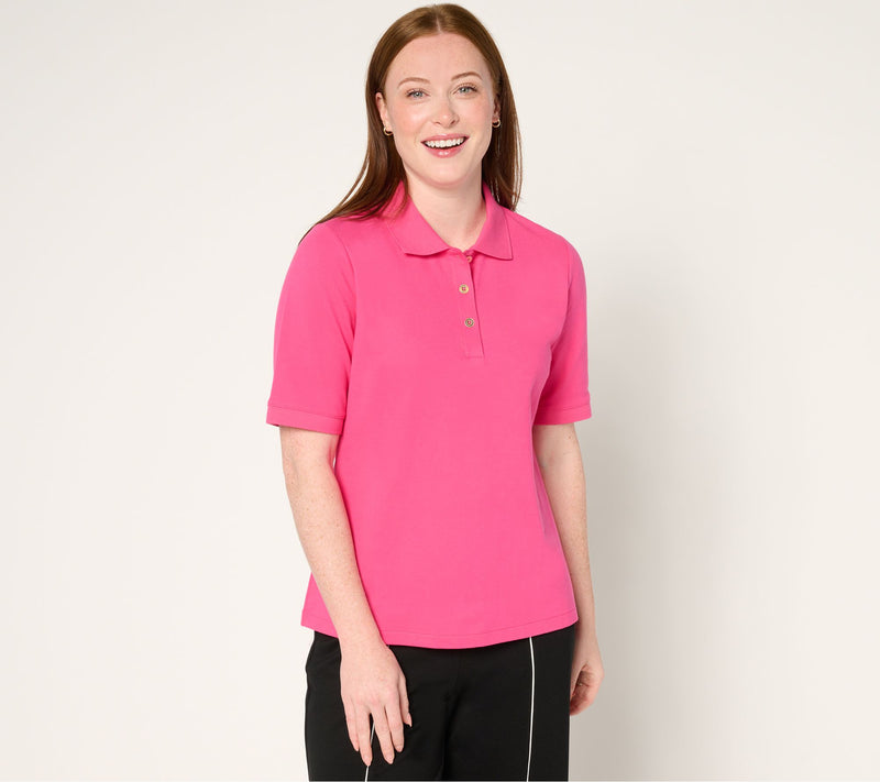 Isaac Mizrahi Live! Essentials Cotton Pique Polo Top — View 11