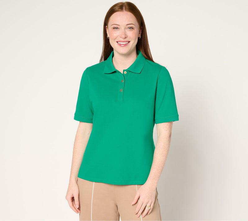 Isaac Mizrahi Live! Essentials Cotton Pique Polo Top — View 12