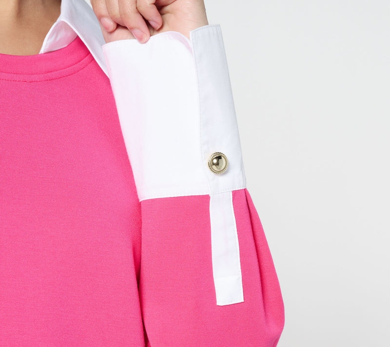 Isaac Mizrahi Live! Sublime Stretch Ponte Twofer Top — View 9