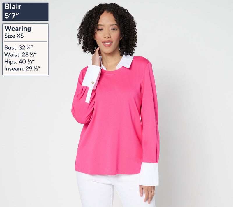 Isaac Mizrahi Live! Sublime Stretch Ponte Twofer Top — View 6