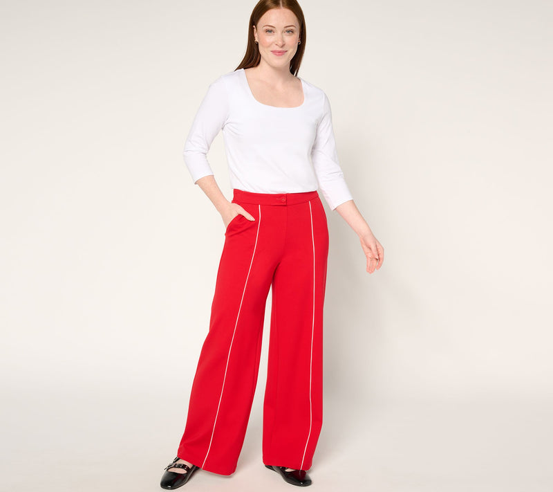 Isaac Mizrahi Live! Petite Sublime Stretch Ponte Wide Leg Pants — View 13