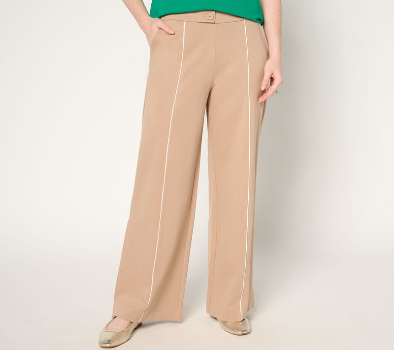 Isaac Mizrahi Live! Petite Sublime Stretch Ponte Wide Leg Pants — View 3