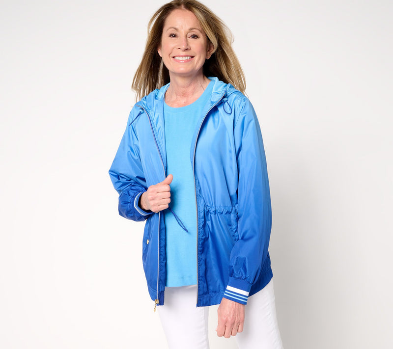Isaac Mizrahi Live! Clubhouse Zip-Up Ombre Anorak Jacket — View 2