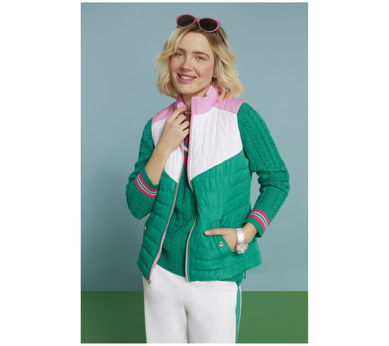 Isaac Mizrahi Live! Clubhouse Color Block Quilted Vest — View 7