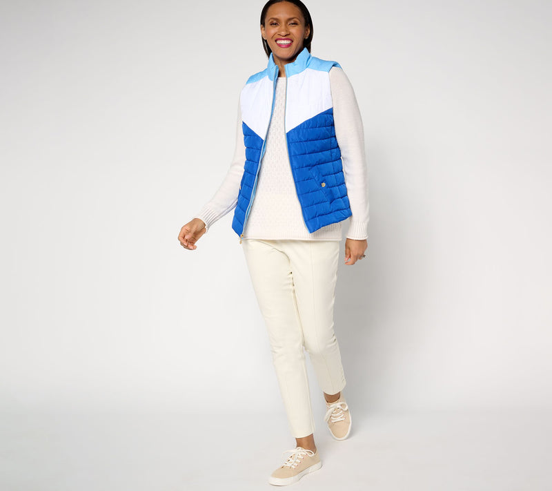 Isaac Mizrahi Live! Clubhouse Color Block Quilted Vest — View 5