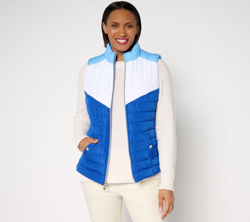 Isaac Mizrahi Live! Clubhouse Color Block Quilted Vest — View 13