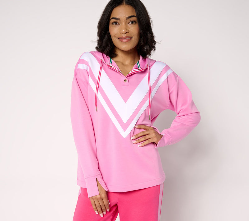 Isaac Mizrahi Live! Clubhouse Scuba Knit Pullover Hoodie — Main view