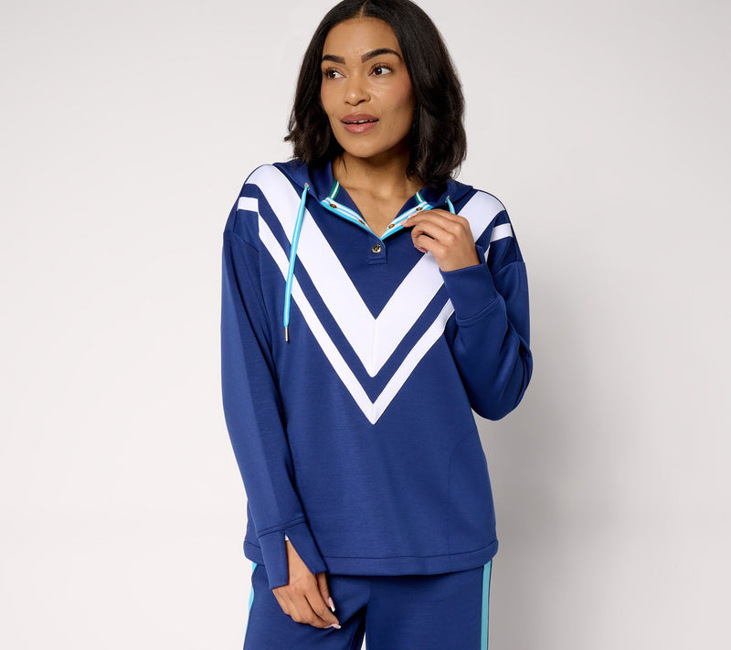 Isaac Mizrahi Live! Clubhouse Scuba Knit Pullover Hoodie — View 12
