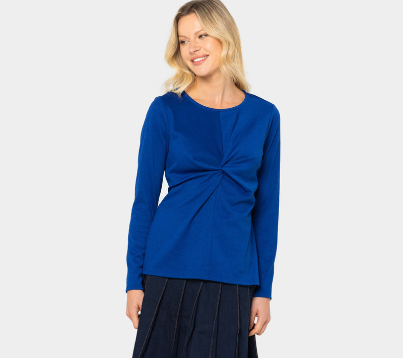 Peace Love World Twist Front Fashion Knit Long-Sleeve Top — View 8