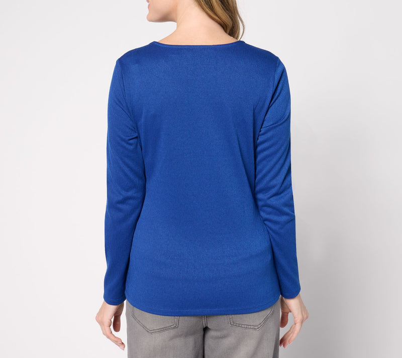 Peace Love World Twist Front Fashion Knit Long-Sleeve Top — View 4